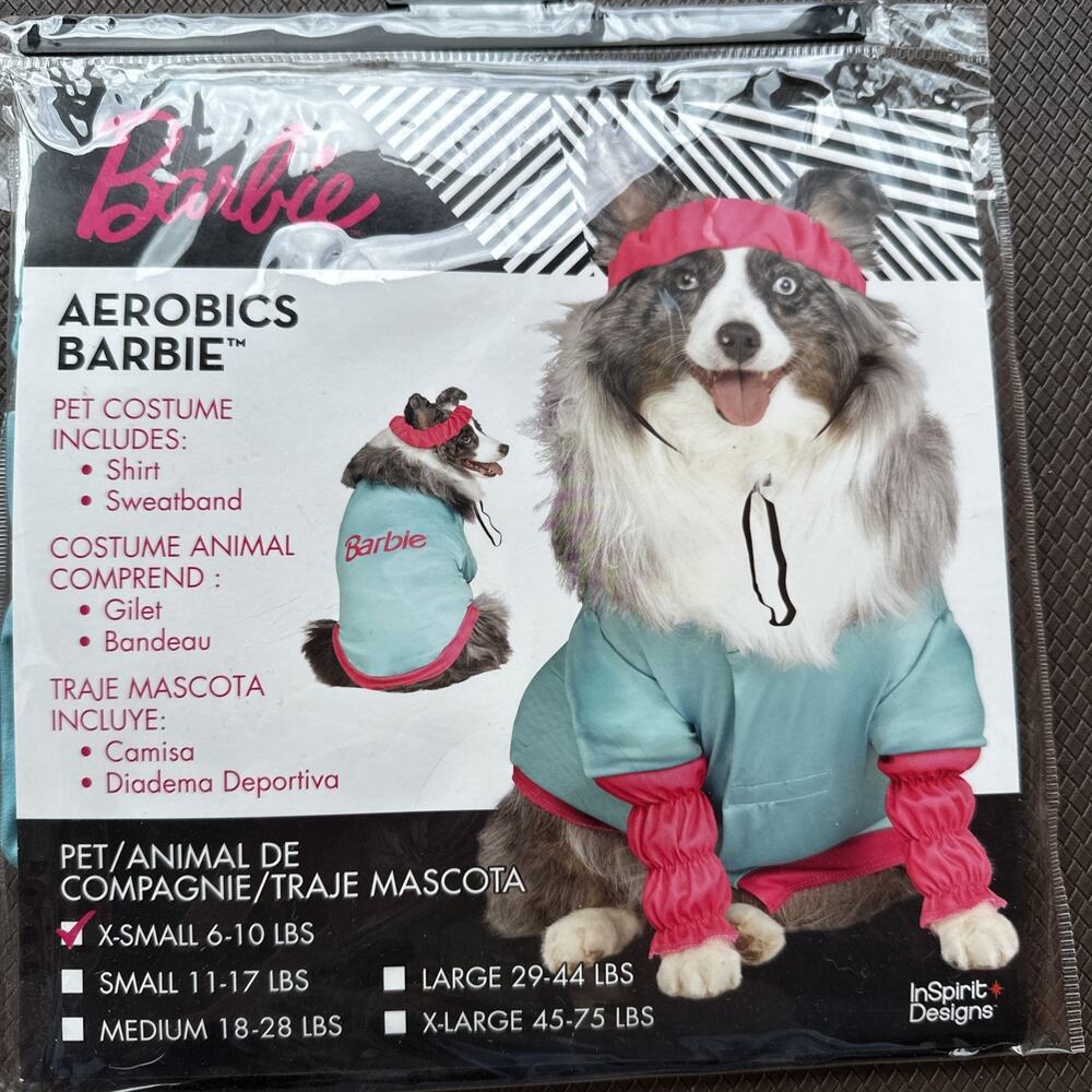 New Aerobics Barbie The Movie Size Extra Small XS Dog Halloween Costume NWT